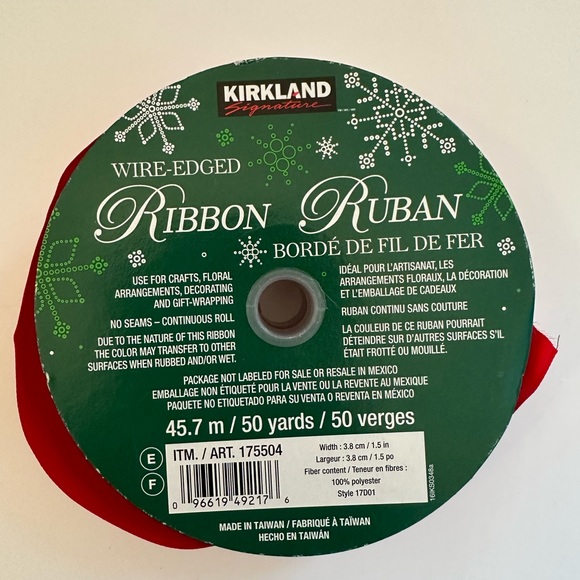 Red Ribbon Wire Edged Ribbon Red Satin Christmas Ribbon - Picture 2 of 9